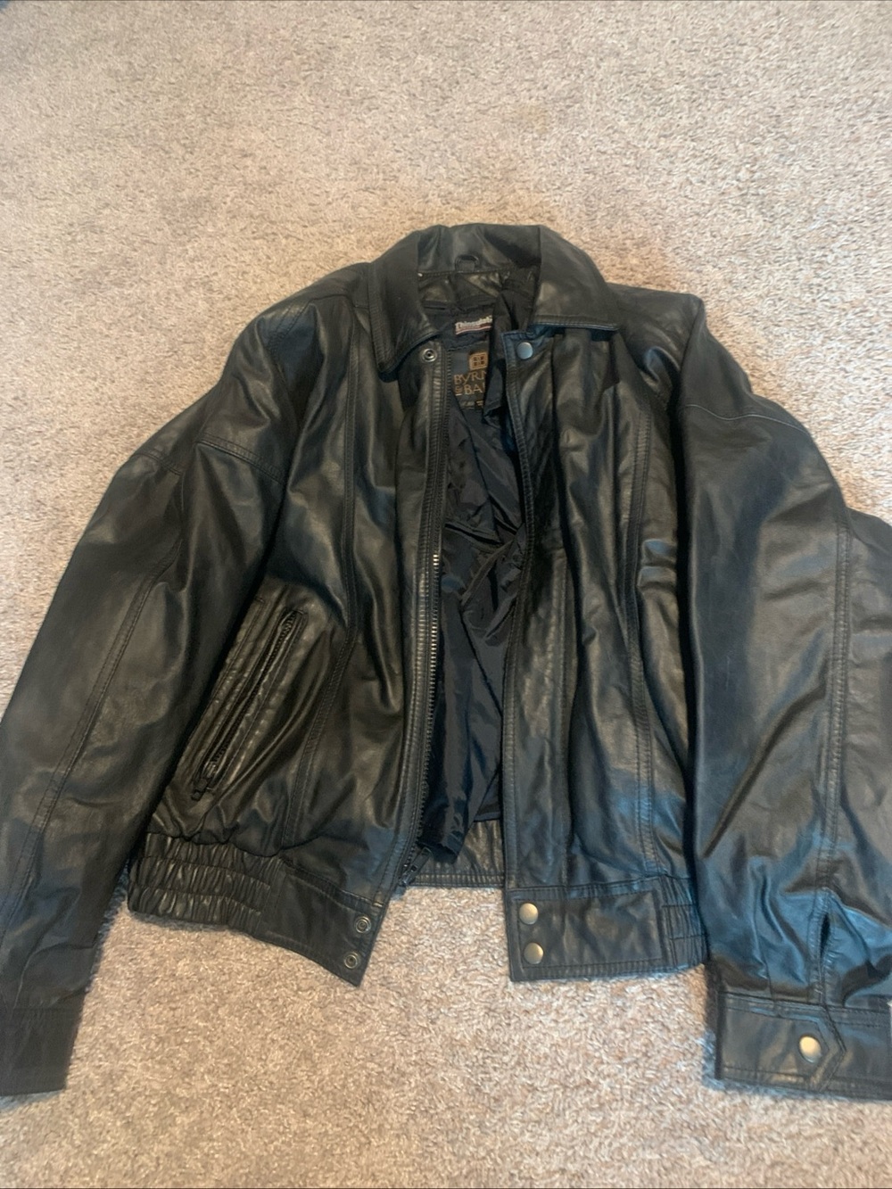 Vintage Men's Black Leather Jacket - Classic Bomber Style Sz Medium